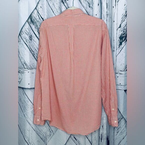 Ralph Lauren Orange & White Check Button Down Oxford Shirt Size L - Picture 2 of 6